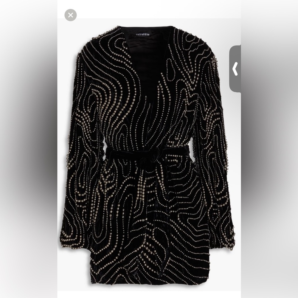 RETROFETE- Black Velvet Beaded Dress
